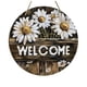 thumbnail image 1 of Letrero de bienvenida con estampado de margaritas - Decoración de pared redonda para ventana o puerta - Ideal como regalo de inauguración de la casa, 1 of 7