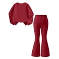 thumbnail image 6 of LOINRODI Girls Sweat Outfit Set, Flare Leg Soft Long Sleeve Crewneck Relaxed Fit Fashion Casual Fall Winter Clothes Red Size 11-12, 6 of 9