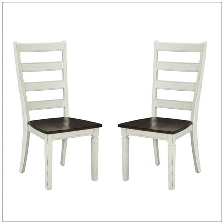 Ladder Back Chairs With Rush Seats Glennwood collection by Intercon - Ladder Back Side Chair w/Wood Seat - Rubbed White and Charcol finish - (Set of 2) ()