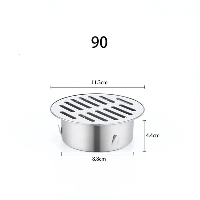 MYG pour Couverture de Drain de Sol en Acier Inoxydable Toit de Balcon Rond Anti-Obstruction Grand Déplacement Capuchon de Tuyau de Pluie pour Jardin Extérieur Tuyau PVC Installation Facile 90mm