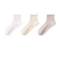 thumbnail image 2 of Ruffled Seamless Ankle Socks for Women, Thin Breathable Cotton Short Socks with Moisture Wicking for Summer & Office Wear, 3 Pairs Yellow, 2 of 3