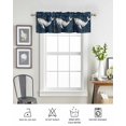 thumbnail image 6 of Ocean Whale Blue Curtain Valance for Windows/Living Room/Kitchen/Bathroom/Café, Short Rod Pocket Tier Curtain Window Treatment Panel Coastal Vintage Wooden Grain Topper Curtain 42''x12'', 6 of 6