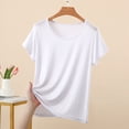 thumbnail image 2 of Annhoo Women's Pajama Tops Solid Color Round Neck Short Sleeve Shirts Casual Breathable Loungewear Blouses, 2 of 5