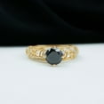thumbnail image 2 of 1.25 CT Black Onyx and Diamond Milgrain Engagement Ring, 14K Yellow Gold, US 3.50, 2 of 8
