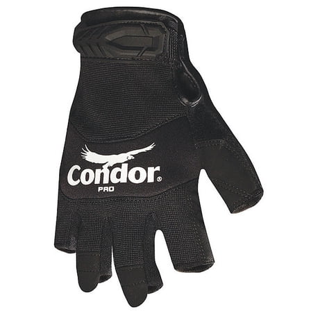 Condor Mechanics Gloves, Synthetic Leather Palm, S, Black 42KZ54