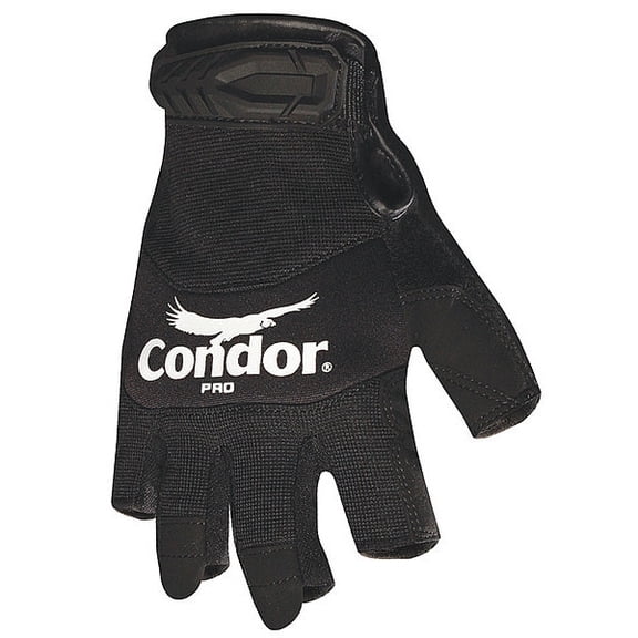 Condor Mechanics Gloves, Synthetic Leather Palm, S, Black 42KZ54