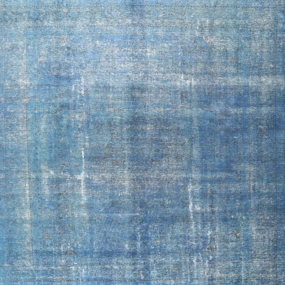 Ahgly Company Machine Washable Indoor Square Traditional Denim Blue Area Rugs, 7' Square