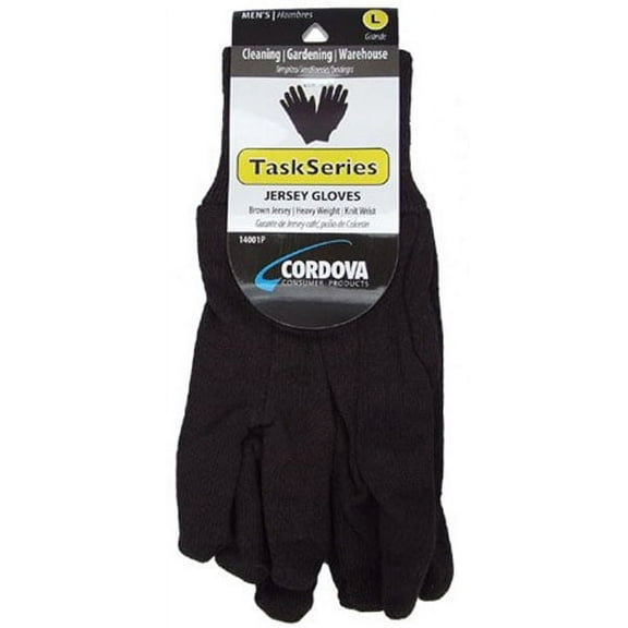 Glove Men'S Brown Jersey Lg, PartNo 14021 / 14, by Cordova Glove/Div In, Househo