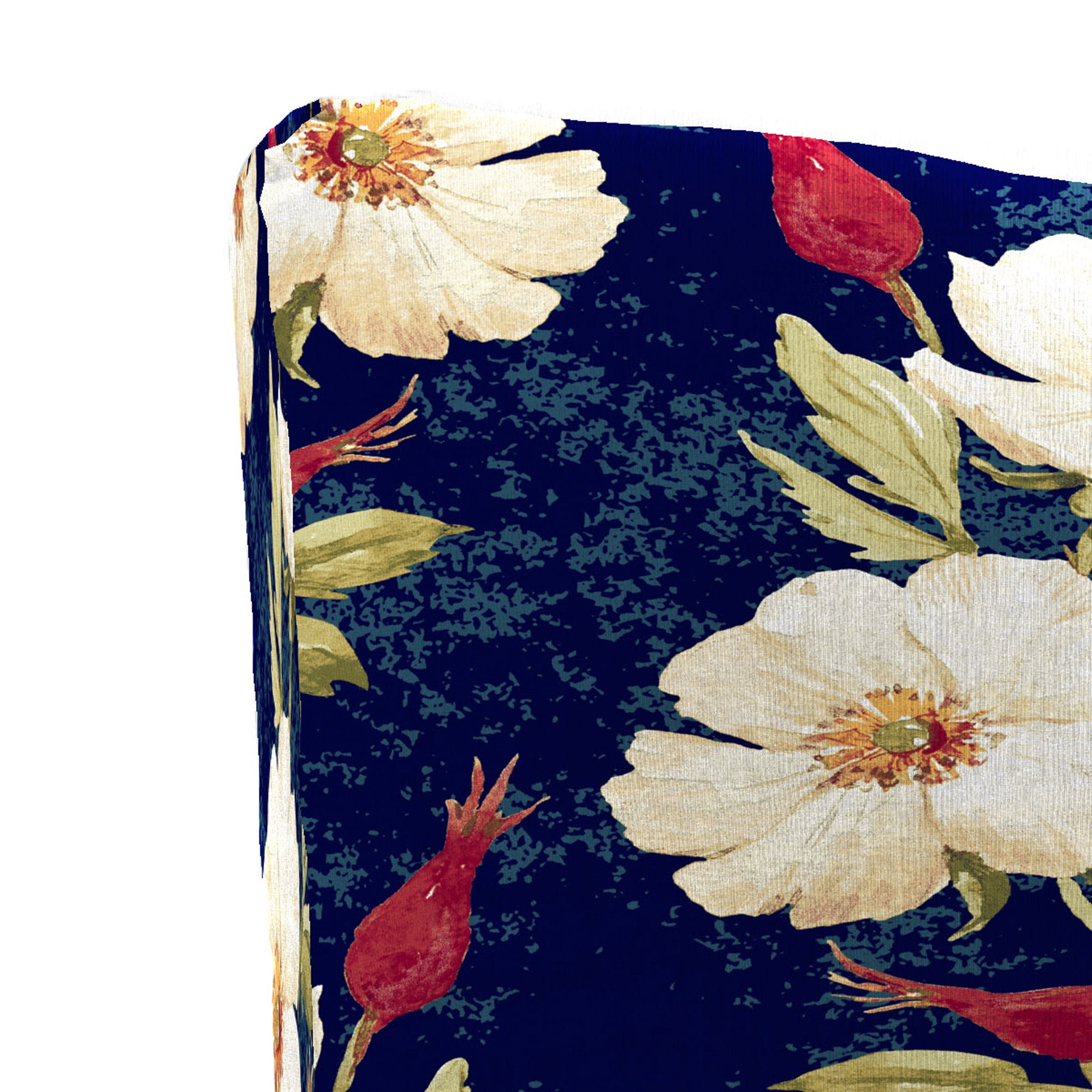 Jordan Manufacturing 37" x 19" Rose Garden Navy Floral Rectangular Outdoor Chair Cushion with Ties