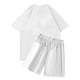 thumbnail image 3 of Sueño Conjunto de camisetas y pantalones cortos con cuello redondo y manga corta con estampado NOFS informal a la moda para hombre Blanco XXXL, 3 of 3