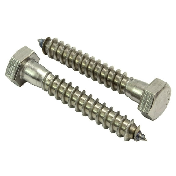 5/16" x 2" Stainless Hex Lag Bolt Screws (25 Pack), 304 (18-8) Steel Coach Bolts by Bolt Dropper