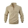 thumbnail image 4 of Xzbqbs Mens Quarter Zip Pullover Waffle Mock Neck Quilted Sweatshirt Casual Long Sleeve Polo Sweater Fashion Sweatshirts with Pocket, 4 of 9