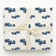 Number 26 Vintage Blue Race Car Watercolor Gift Wrapping Paper