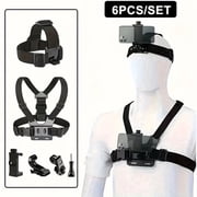 BYXAS 6 Pcs Phone Chest Mount Harness Vest and Head Strap Clip Holder for POV/VLOG, Compatible with iPhone,Samsung,GoPro Hero,DJI Osmo,AKASO and Action Cameras