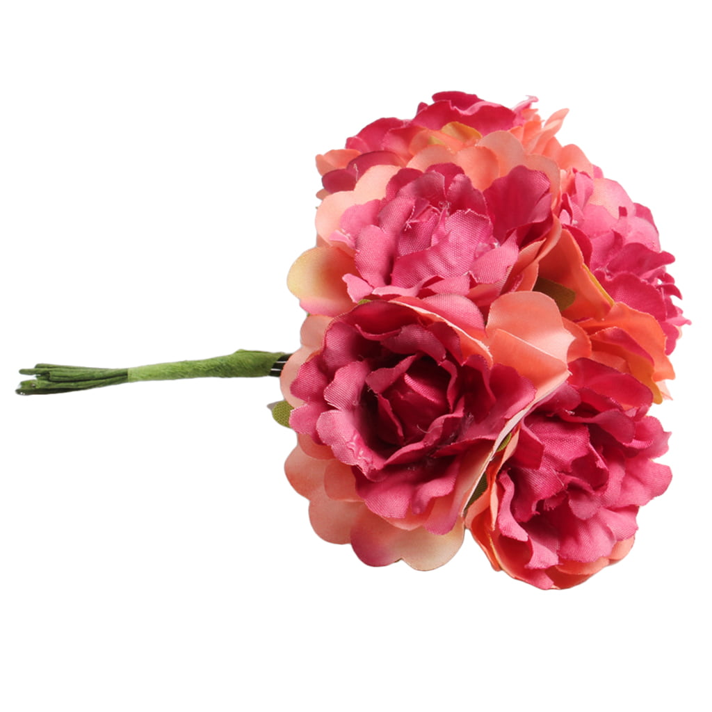 6 Heads Open Rose Bouquet Premium Fake Silk Artificial Flowers Wedding Decor