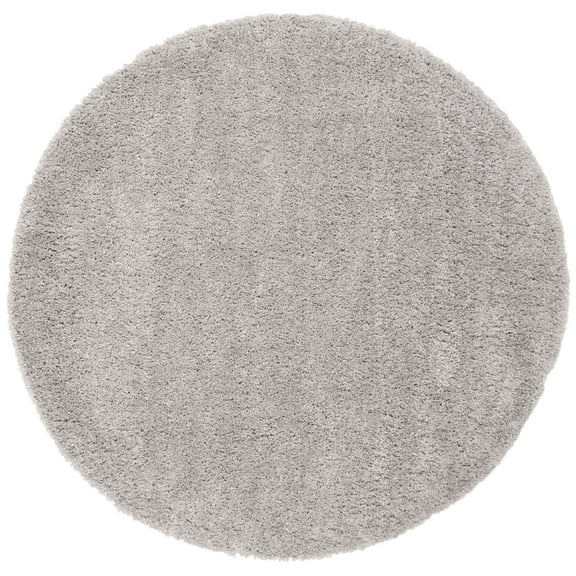 SAFAVIEH Fontana Jamie Solid Plush Shag Area Rug, Grey, 5'3" x 5'3" Round