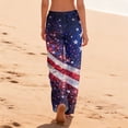 thumbnail image 5 of Women's Independence Day Pants Independence Day USA Flag Print Wide Leg Pajama Bottoms Elastic High Waist Relaxed Fit Breathable Daily Wear Lounge Pants, #01 Royal Blue, XXL, 5 of 5