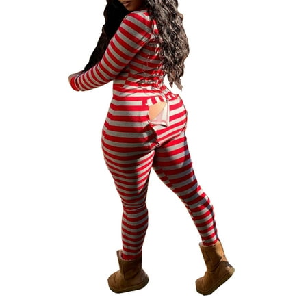 

Kayotuas Women s Sexy Deep V Neck Butt Flap Pajamas Onesie Sexy Bodycon Bodysuit Long Sleeve One Piece Jumpsuit Rompers
