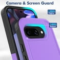 thumbnail image 3 of Decase for Google Pixel 9A Case, Shockproof Heavy Duty Hybrid Protection Hard PC Shell Flexible TPU Bumper, Military Grade Drop Proof Durable Protective Case with Screen Protector,Purple, 3 of 5