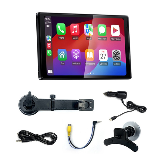 8 Inch Wireless Carplay Screen for Car, Android Auto Portable Car Radio, Horizontal and Vertical Screen, Navigation,1 x Wireless Carplay Screen 1 x Car Charger 2 x Mount,Black