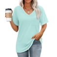 thumbnail image 2 of DHFJKG Womens T Shirts V Neck Short Sleeve Summer Tops Casual Basic Tees Trendy Clothing Loose Fit Pullover Stylish Tops, 2 of 9
