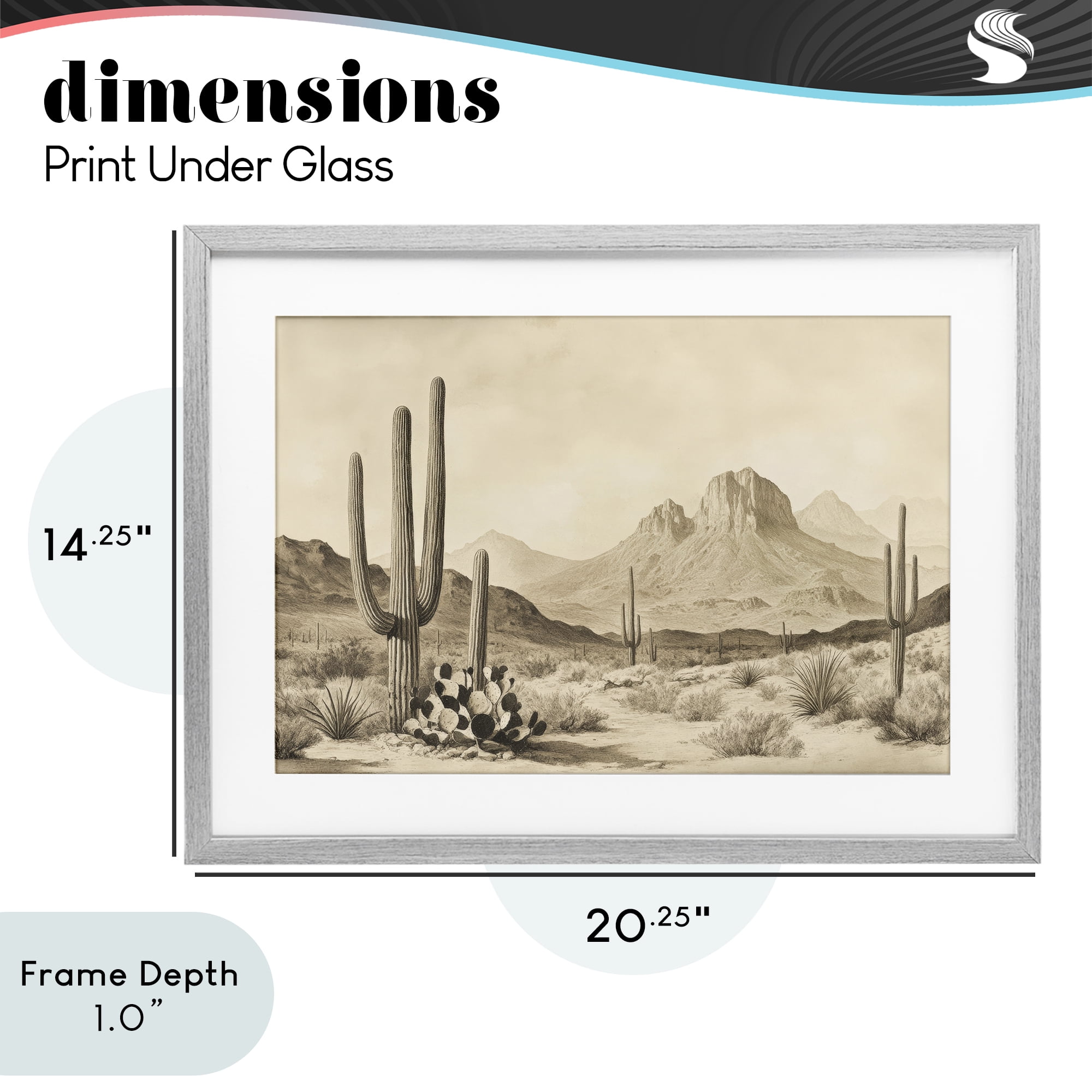Stupell Industries Arizona Desert Vista Gray Framed Print Under Glass, design by Petal Prints Design
