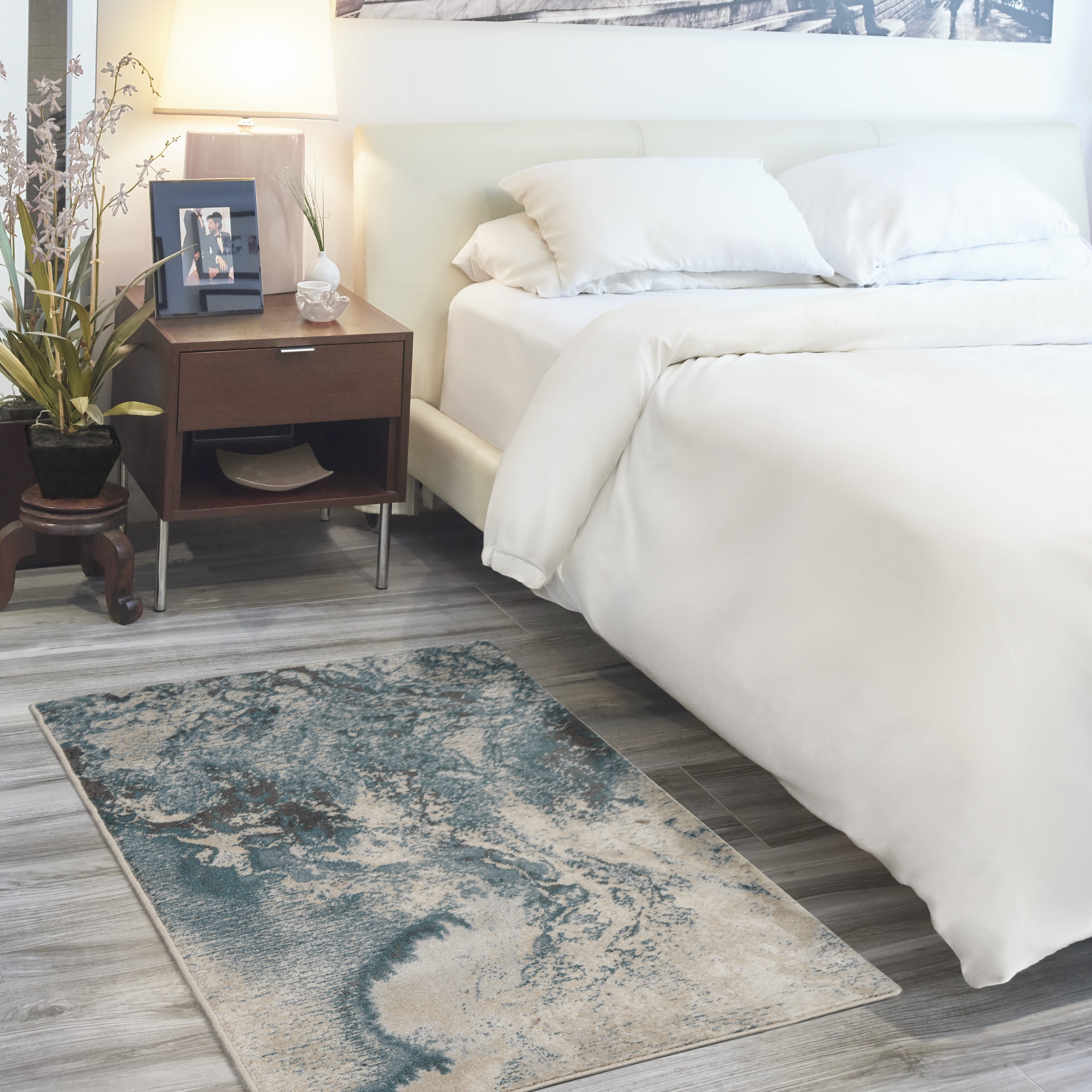 Nourison Maxell Contemporary Abstract Ivory/Teal 3' x 5' Area Rug