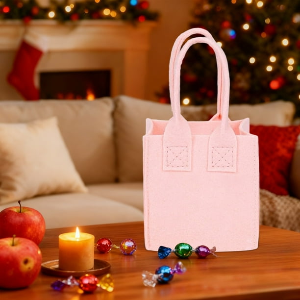 Bolsa de Regalo Navideña de Terciopelo | Material: Nailon | Color: Rosa | Tamaño: 20 X 37 Cm | Peso: 110 G | Decoración Navideña