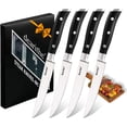 thumbnail image 1 of dearithe Steak Knives Set of 4,Black Full-Tang And Triple Rivet Fine-Edge Steak Knife Set, 5 Inches, For Restaurant Tableware Kitchen Camping, Dishwasher Safe, 1 of 7