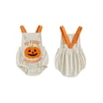 thumbnail image 2 of My First Halloween Baby Boy Outfit Pumpkin Sleeveless Corduroy Overall Romper Fall Clothes, 2 of 6