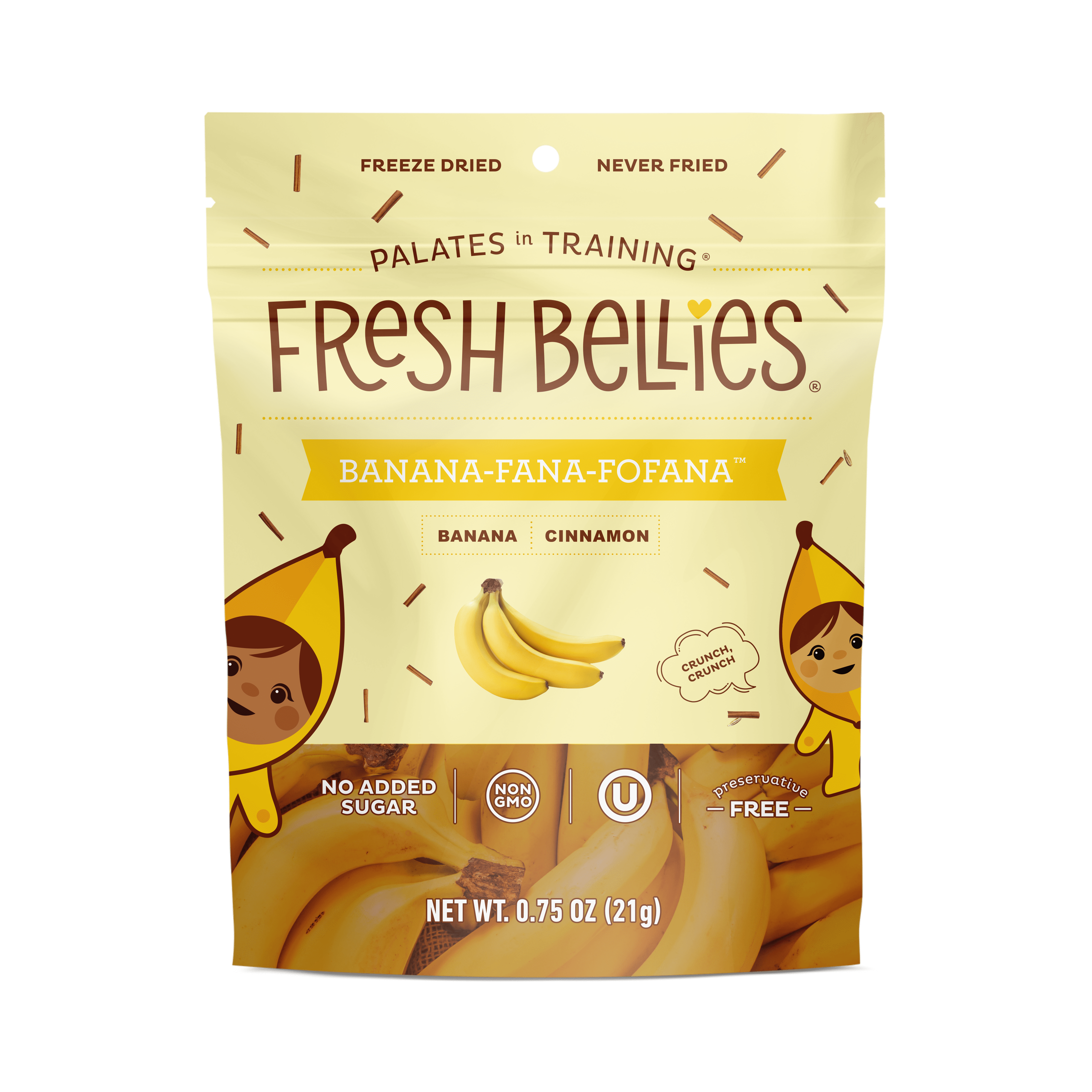(2 pack) Fresh Bellies Banana-Fana-Fofana Freeze-Dried Toddler Snack, 0.75 oz, Resealable Pouch, 3 Ingredients, Vegan, Gluten-Free