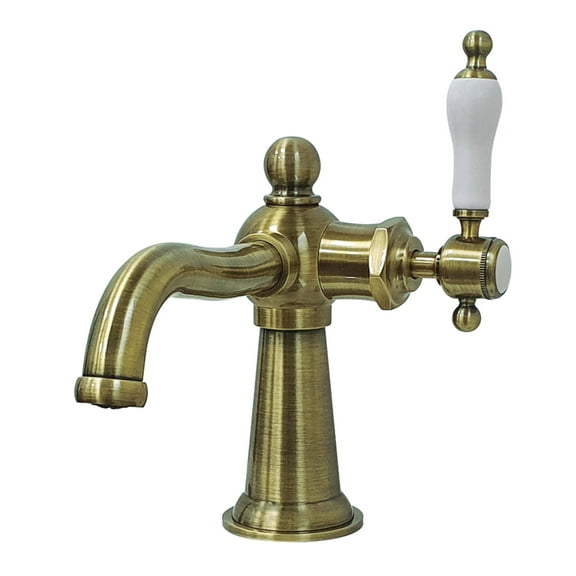 Kingston Brass KS154KLAB Nautical One-Handle Single-Hole Bathroom Faucet with Push Pop-Up Drain, Antique Brass