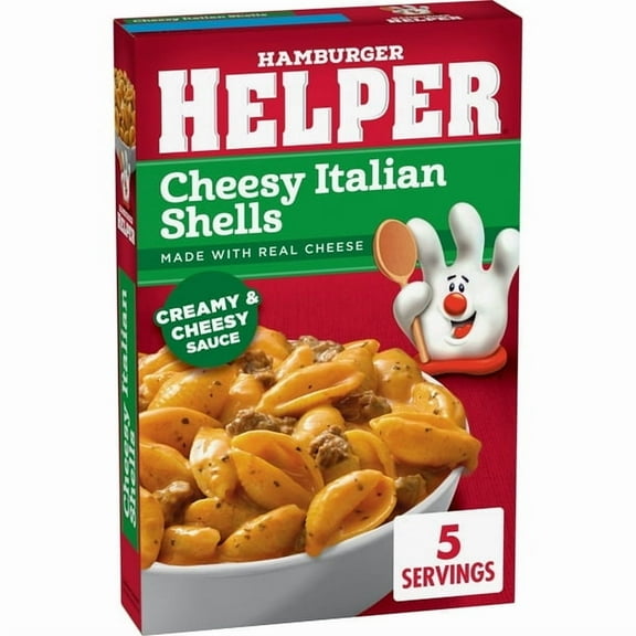 Hamburger Helper Pasta Cheesy Italian Shells, 6.1 Ounces Box- Pack of 3