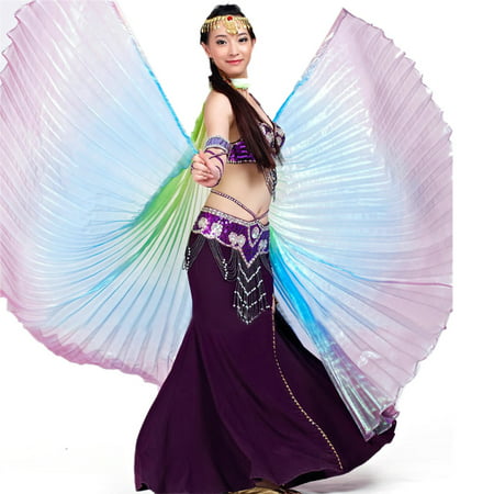 BellyLady Belly Dance Costume Isis Wings, Professional Dance Wings with Sticks-Purple