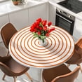 thumbnail image 2 of Orange Circle Round Tablecloth 55-60 Inch Round Fitted Table Cloth with Elastic Edge, Farmhouse Striped Abstract Art Waterproof Table Cover Protector for Outdoor Picnic Party Dining, 2 of 6