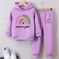 thumbnail image 2 of NOLDARES Boys Girls 2 Piece Graphic PrintHoodie & Jogger Pants Sweatsuit Quick-Dry,Warm Yet Breathable for School & Sports(Y148-Purple), 2 of 6