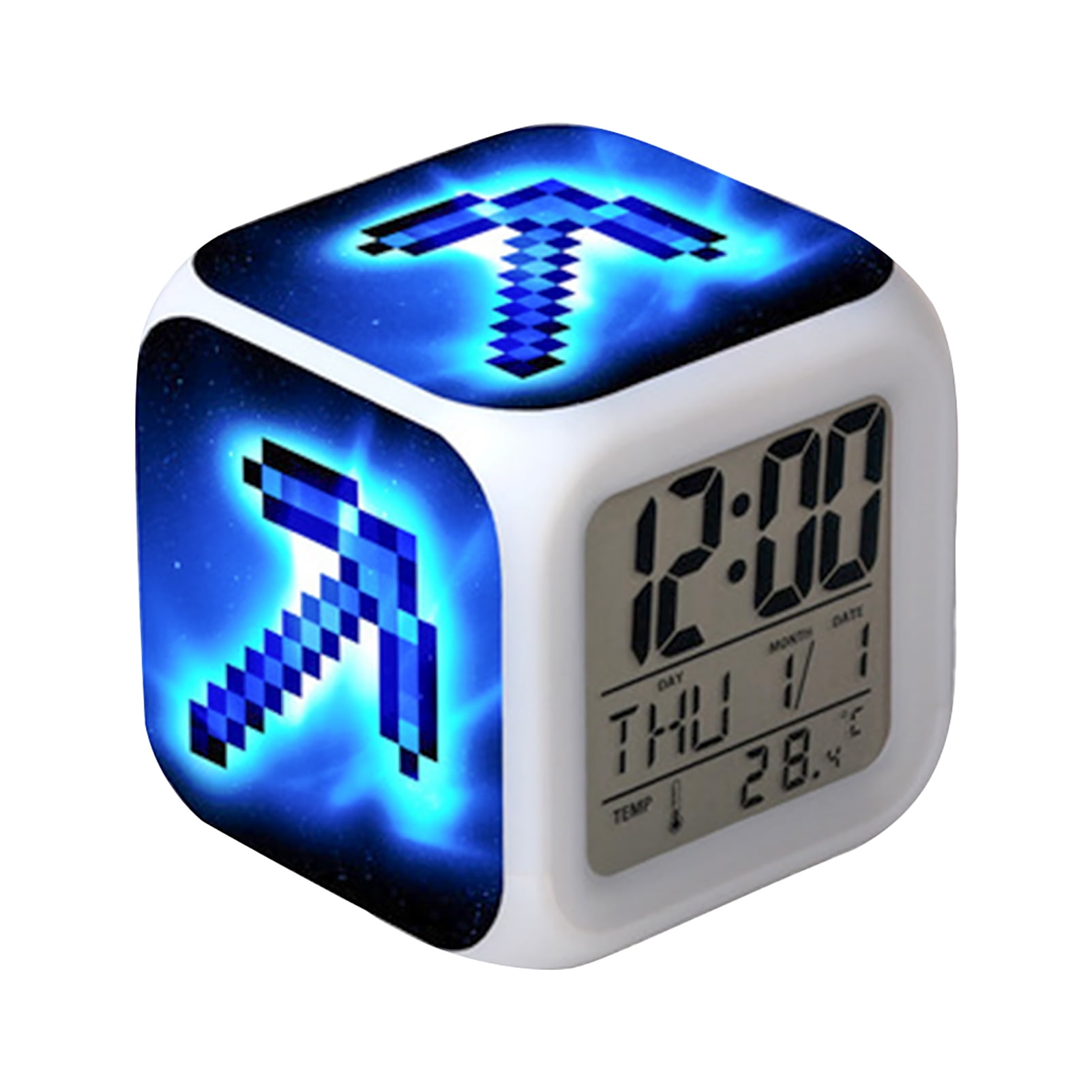 Minecraft Game Color LED Night Light Alarm Clock Toy Christmas Kids Gift Present 