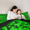 thumbnail image 5 of Feelyou Green Pixelate Miner Twin Comforter Sets, Retro Square Abstract Bedding Set, 2pcs, 5 of 8