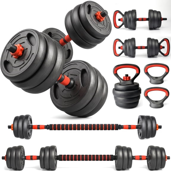 66LB Adjustable Dumbbell Set, 4-in-1 Convertible Weights, Dumbbells, Barbell, Kettlebells for Home Gym Workouts