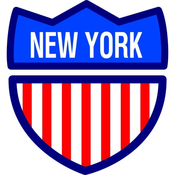 Design With Vinyl New York Artwork city Red White Blue Badge Wall Decal for Family - Hudson River Good Food Big City Lights Themed Decal - Size: 23 In x 23 In