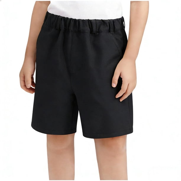 Niñas Pantalones Cortos con Bolsillos Color Sólido Cintura Elástica Deportes Delgados Pantalones Cortos para Niños