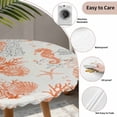 thumbnail image 3 of Orange Starfish Round Tablecloth for 36-44 Inch Tables,Fitted Table Cover with Elastic Edge,Rustic Ocean Coastal Shells Conch Coral Waterproof Outdoor Table Cloth Protector for Patio Garden Dinner, 3 of 9