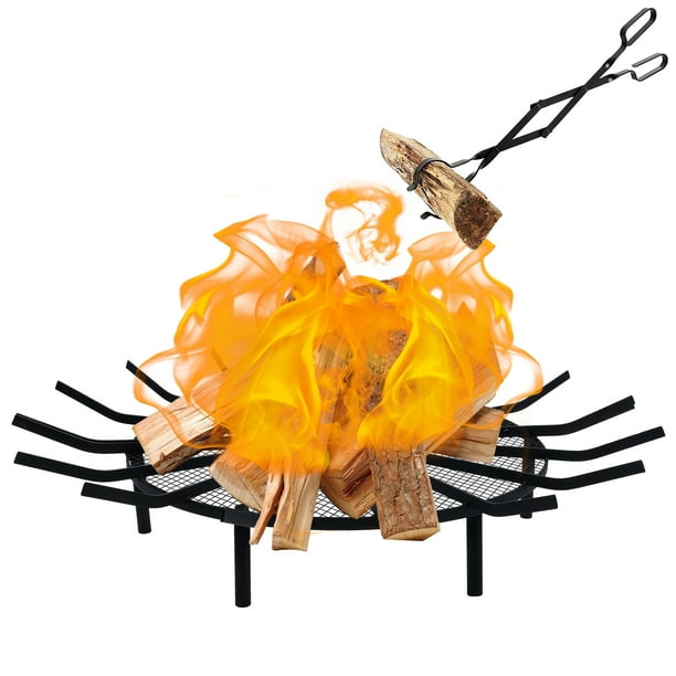 NAIZEA 24in Fire Grate Log Grate, Round Wheel Firewood Grates, Heavy