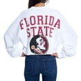 thumbnail image 4 of Women's White Florida State Seminoles Raw Hem Cropped Spirit Jersey Long Sleeve T-Shirt, 4 of 5