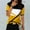 Yellow, variant on Busydd Womens Summer Tops Casual Round Neck Short Sleeve T-Shirt Tops Geometry Printed Blouse Tees