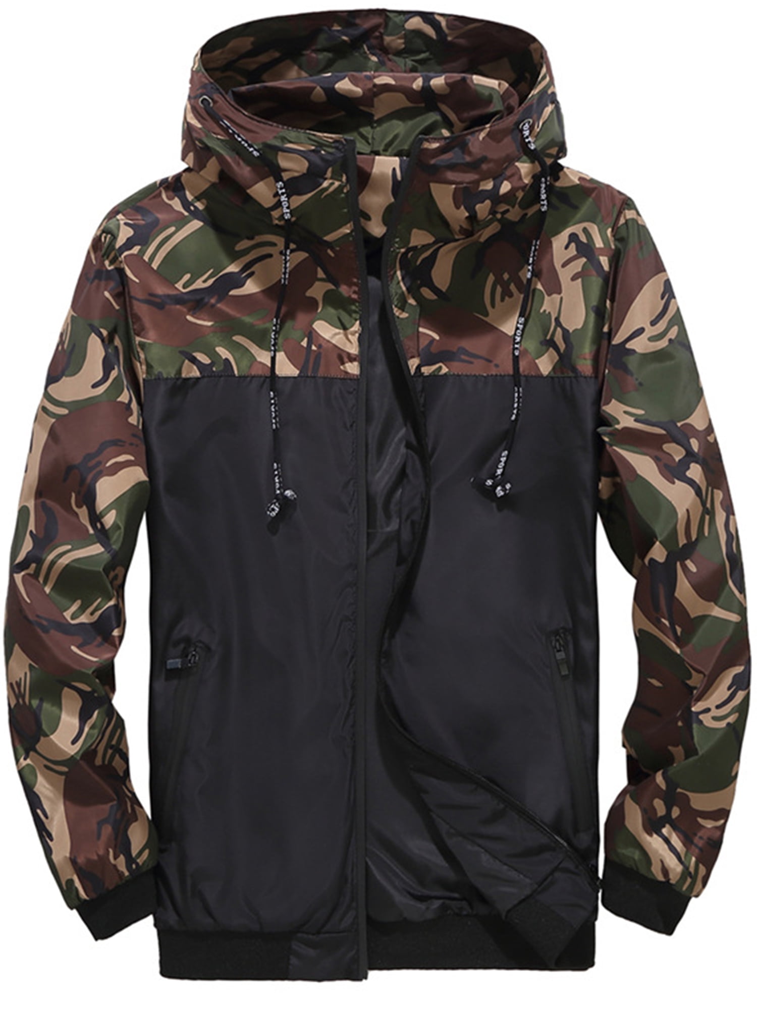 Men Womens Hooded Jacket Camo Coat Breathable Outerwear Pockets Lovers New M-3XL