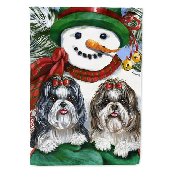 Carolines Treasures PPP3191GF Shih Tzu Christmas Snowman Flag Garden Size Small multicolor