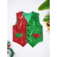 thumbnail image 2 of DPOIS Kids Boys Christmas Elf Costume Waistcoat Color Block Sequined Vest Tops Red&Green 10, 2 of 7