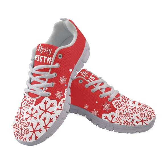 HELLHERO Christmas Snowflake Print Mens Lace Up Athletic Trainers Running Sneakers Sports Tennis Shoes, Lightweight Breathable Running Shoes for Outdoor Gym