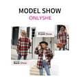 thumbnail image 3 of ONLYSHE Women Shacket Jacket Blouse with Pockets Flannel Plaid Top Shirt Coat Lapel Long Sleeve Tartan Outerwear, 3 of 8